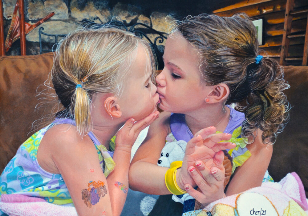 Girl cousins kiss